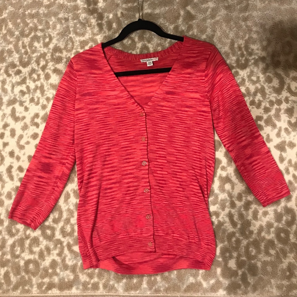 Isaac Mizrahi Live V-Neck cardigan Coral/pink  XXS